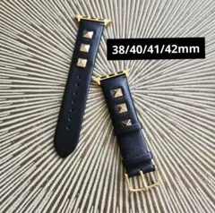 Apple Watchブラックレザーバンド38/40/41/42ｍｍ