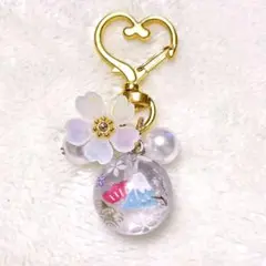 舞い散る桜の木と富士山の景色玉ストラップ❀✿宇宙玉✿❀キーホルダー