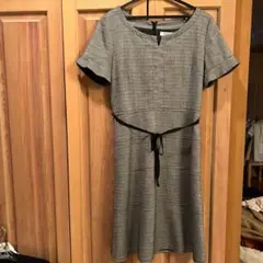 NATURAL BEAUTY BASIC L グレー チェック ワンピース