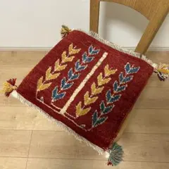 ギャッベ　シラーズ産　座布団サイズ　ペルシャ絨毯　トライバルラグ