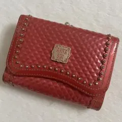 ANNA SUI がま口 アナスイ 二つ折り財布 スタッズ ピンク 赤 個性的のサムネイル