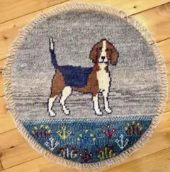ペルシャ　アマレバフト　円形　39×40　ライトグレー　犬