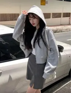 shein ショート丈パーカー