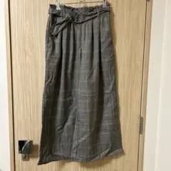 チェック　ワイドパンツ　フリーサイズ