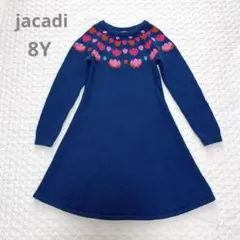 美品　jacadi ハート&花柄ニットワンピース　8y 128