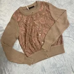 martinique 刺繍入りベージュカーディガン