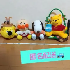 ぬいぐるみ ４体 プーさん スヌーピー マンパンマン チーズ号