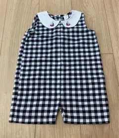 【再値下】バースデイ　コトリ　ギンガムチェック　ロンパース