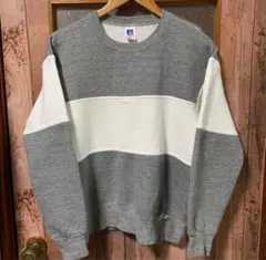 希少！USA製 90s ラッセル バイカラー ブランクスウェット グレー L 希少！USA製 90s ラッセル バイカラー ブランク スウェット グレー L