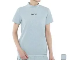 Pingエンボス加工星柄モックネック半袖シャツグリーンLサイズ　美品のサムネイル