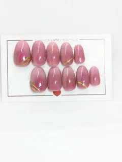 ネイルチップ　マグネットジェル　ピンク　ガラスコートのサムネイル