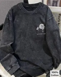 オーバーサイズ バラプリント長袖Tシャツ