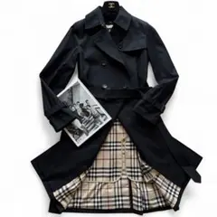 極美品 バーバリーロンドン トレンチコート ノバチェック ライナー着脱 黒 38