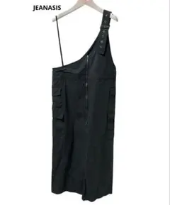 JEANASIS ワンショルダー ジャンパースカート 黒 カーゴ ロング フリー
