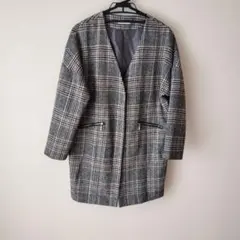グレー系チェック チェスターコート