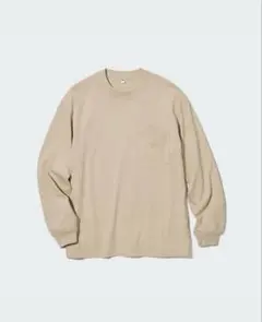 UNIQLO ウォッシュコットンクルーネックTシャツ（長袖）ベージュ 3XL