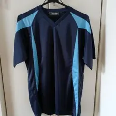 GALOSH ネイビー/ライトブルー Vネック Tシャツ Lサイズ