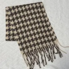 千鳥格子 マフラー ストール ひざ掛け ブランケット フリンジ付き