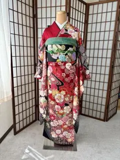 お得】【草履バッグ付】豪華古典柄 梅・花文様 金彩調 華やか振袖 フル