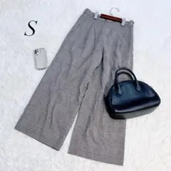 ワイドパンツ/フレアパンツ/チェック/総柄/グレー/美品✨️