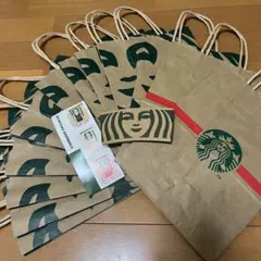 スターバックス紙袋12枚セット　Starbucksショッパー　ステッカーシール