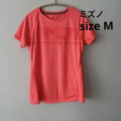 ミズノ　ランニングウェア　ランニングTシャツ コーラルピンク　レディース