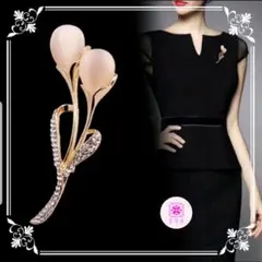 新品　ブローチ　ピンクゴールド系　ラインストーン　インポート　海外製　花束