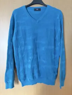 AZUL Vネックニット 青 カモフラージュ