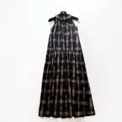 【PINUE】新品未使用＊Aラインシャツワンピース　ノースリーブ　チェック　S