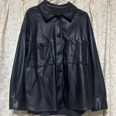 美品 SPRAY PREMIUM フェイクレザー シャツジャケット Mサイズ