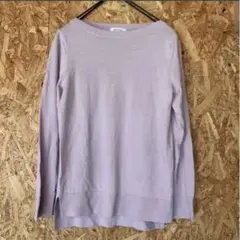 PLST ウールトップス　トップス 長袖セーター　薄手セーター　サイドスリット