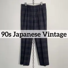 90sヴィンテージ シャドータータンチェック ウールタックスラックス グランジのサムネイル