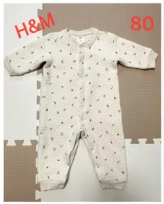 H&M キルティング ロンパース カバーオール 花柄 12M 80cm相当