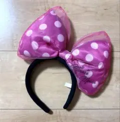 ディズニー カチューシャ　ピンク　水玉 リボン ビッグリボン デカリボン ミニー