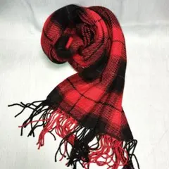 新品未使用品ユニクロ　HEATTECH 赤黒チェックマフラー 180×50cm