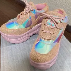 YRU 厚底スニーカー　ピンク　ラメ　ワイアールユーのサムネイル