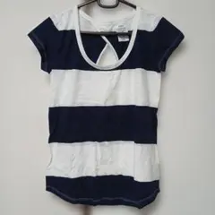 GAP ボーダー 半袖カットソー ネイビー ホワイト バックデザイン