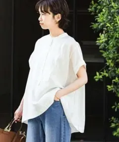 【未着用】URBANRESEARCH フロントデザインフレンチスリーブブラウス