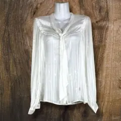 2829　COMME CA ISM　リボン　ブラウス　レディース　【L】