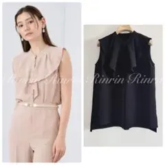 美品 ANAYI シアーフリンジフリルノースリーブ プルオーバー