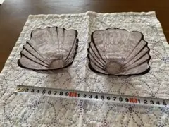 昭和レトロ　ガラス食器　パープル　２個