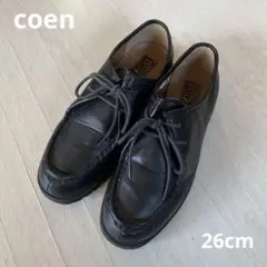 coen ブラックレザー モカシンチロリアンシューズ 26cm