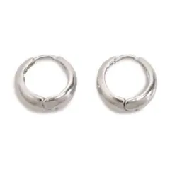 【新品・未使用】シルバーカラー、艶有りドロップミニフープ　ワンタッチピアス