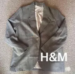 H&M グレンチェック テーラードジャケット グレー