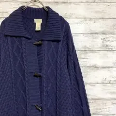 L.L.Bean ロングニット 紺 エルエルビーン ネイビー 編み込み XL