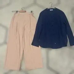 夏服　オペークドットクリップ　パンツ　& 麻　羽織り　カーディガン