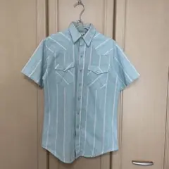 70s シアーズローバックス ウエスタンシャツ 半袖 ストライプ ライトグリーンのサムネイル