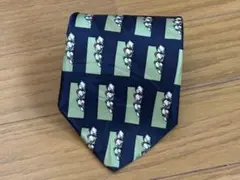 ディズニーキャラクター柄 ネクタイ ネイビー グリーン　ドナルドダック　シルク