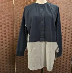 SALE【MAYSON GREY】長袖チュニック　ネイビー/グレー系　SIZE2