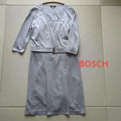 BOSCHグレー カシュクール 七分袖カットソーワンピース キャミソール付